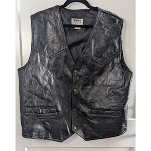 Mens Duke Haband Patchwork Leather Biker Vest Size XL Snap Front